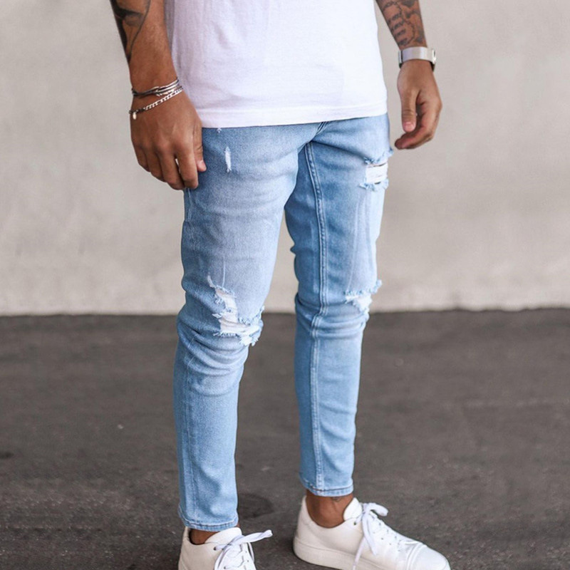 Title 5, Heren Jeans Slim Fit met Gaten, Rechte Pasvorm,...