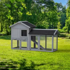 Rabbit Hutch Outdoor Bunny Cage Indoor,Extensible Chicken Coop With Large Run Space - No Leak Plastic Tray - Grey - View 1