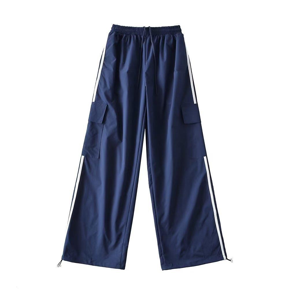 Women's Loose Straight Pocket Sweatpants Navy - Shop at LoveMi