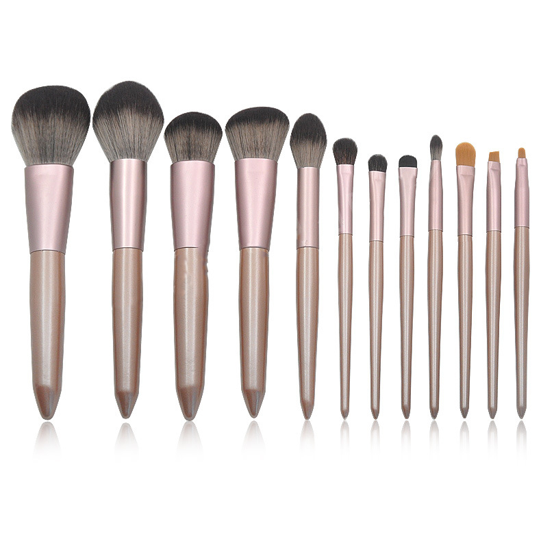 Grape Brown Fiber Hair Loose Powder Makeup Tools Brown 12Pcs - Shop at LoveMi