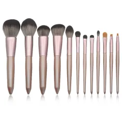 Grape Brown Fiber Hair Loose Powder Makeup Tools - Brown 12Pcs - View 1