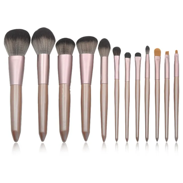 Grape Brown Fiber Hair Loose Powder Makeup Tools Brown 12Pcs - Shop at LoveMi