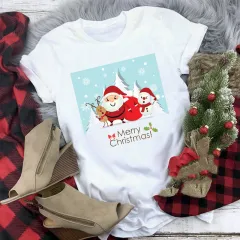 Christmas T-shirt Women's Summer Plus Size With Short Sleeves - C22-Child M - View 1