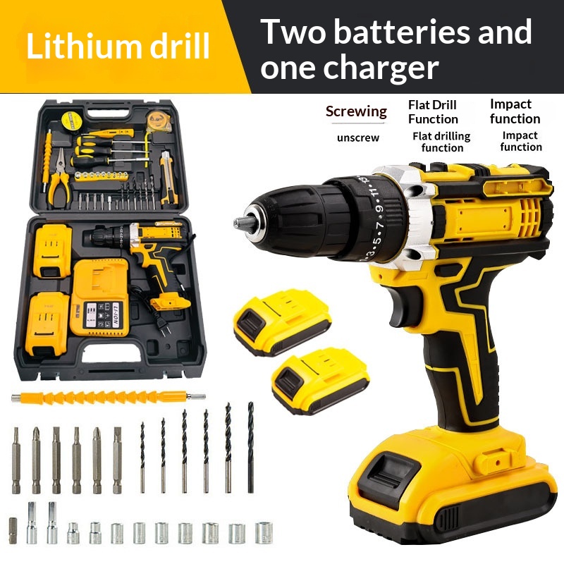 Household Rechargeable Brushed Electric Wrench, Household Lithium Battery Electric Drill, Export Model Impact Drill, Electric Tool — foto 4