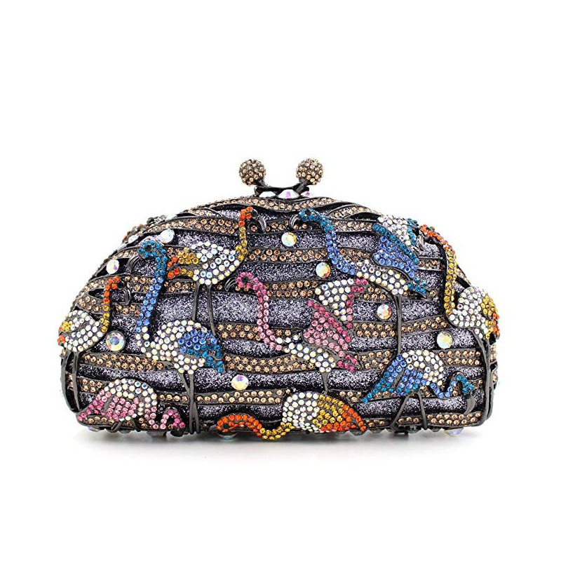 حقيبة سهرة معدنية صغيرة بتصميم الماس الفارغ