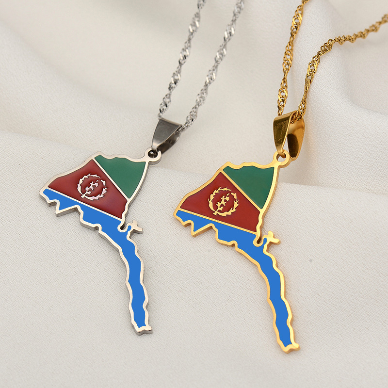 European And American Retro Ethnic Style Eritrea Map Necklace