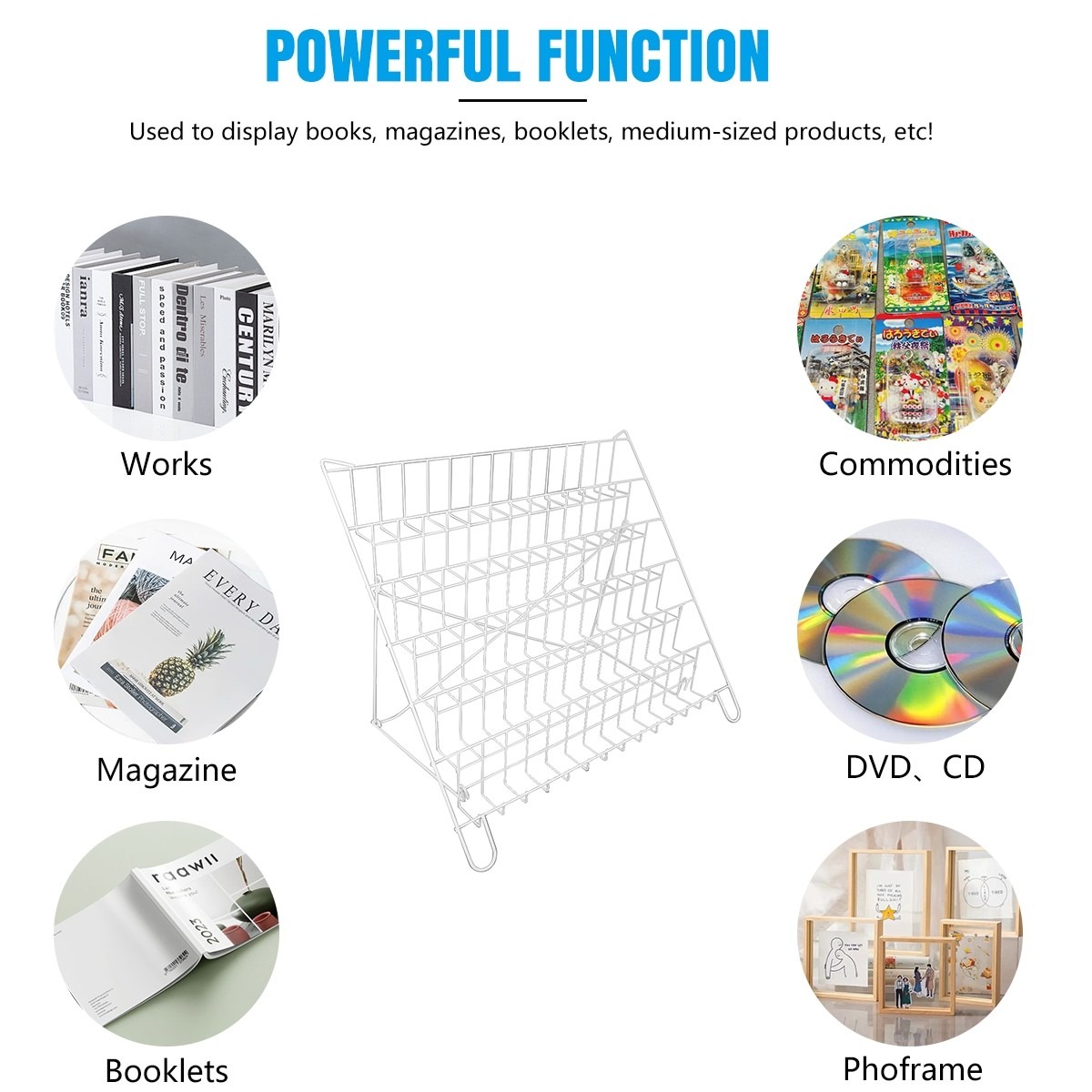 6 Tier Foldable Counter Card Book Rack Display Stand Wire Magazine White — image 8