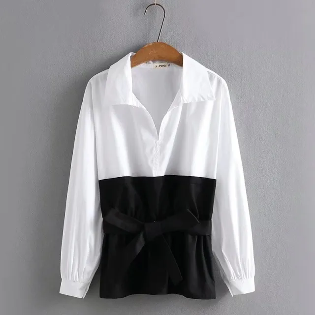 Fashion Plus Size Women's Loose And Western Style Color Matching Shirt Black - Shop at LoveMi