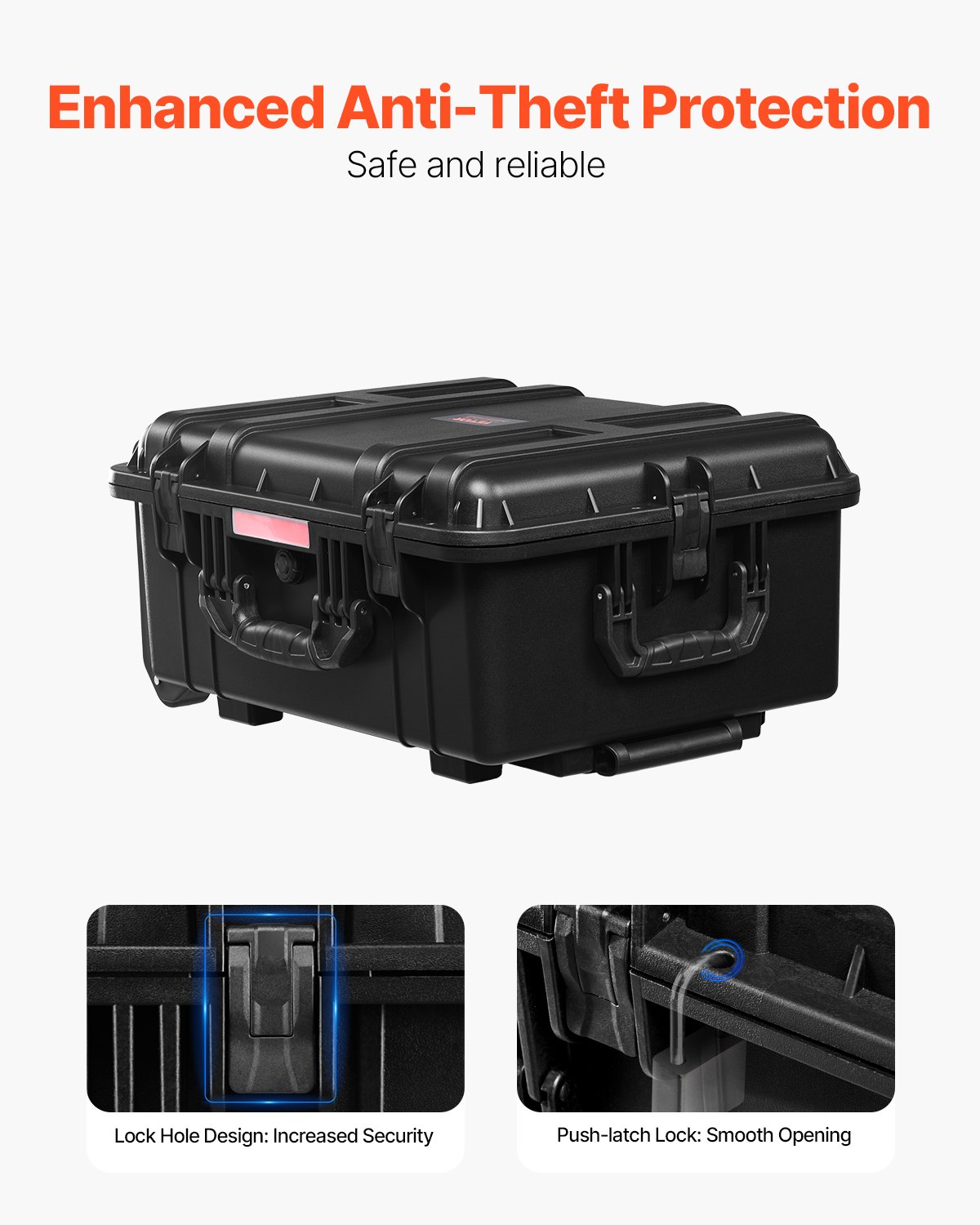 Weatherproof Hard Case, Heavy Duty Protective Dry Box Case With Pre-Cut Foam, Wheels Retractable Pull Handles For Travel, Hunt, Military, Tactical, IP67 Waterproof Case For Cameras