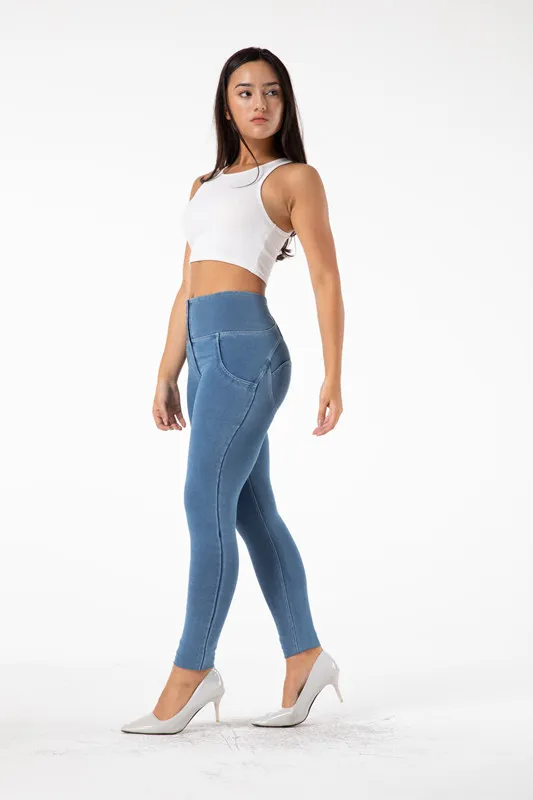 Shascullfites Melody Butt Lifting High Waist Push Up Jeggings Light Blue Gym Jeans Bum Lifted Denim Leggings Blue - Shop at LoveMi