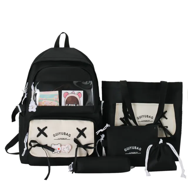Korean Version Of The Campus Elementary School Students From Third To Sixth Grade Schoolbag Shoulder Bag Female Black - Shop at LoveMi
