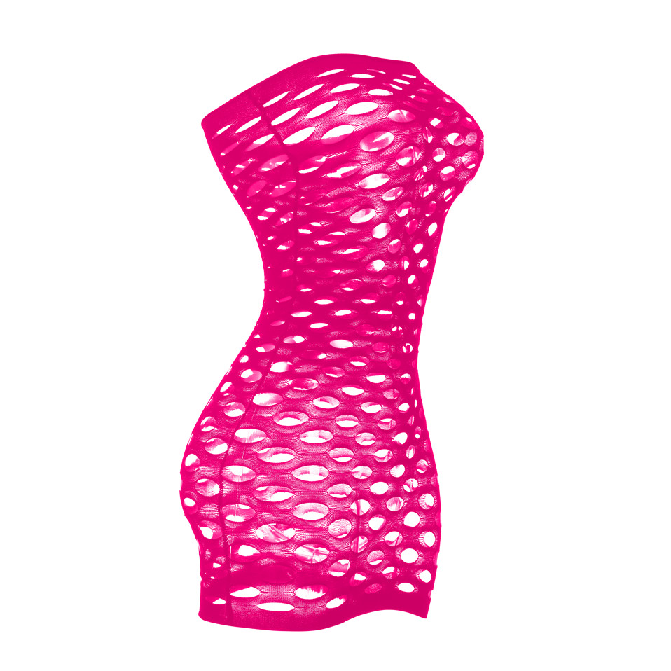 Tube Top Net Dress Net Skirt Full Body Hollow Transparent Round Hole Clothes Rose Red - Shop at LoveMi