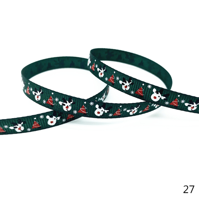 Size 5 10mm Christmas Ribbon Printed Grosgrain Ribbon