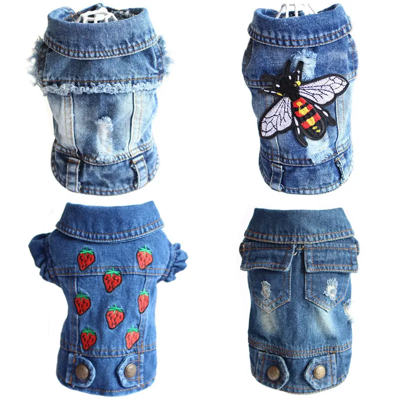 Designer Dog Clothes Small Dog Denim Jacket Coat Cat