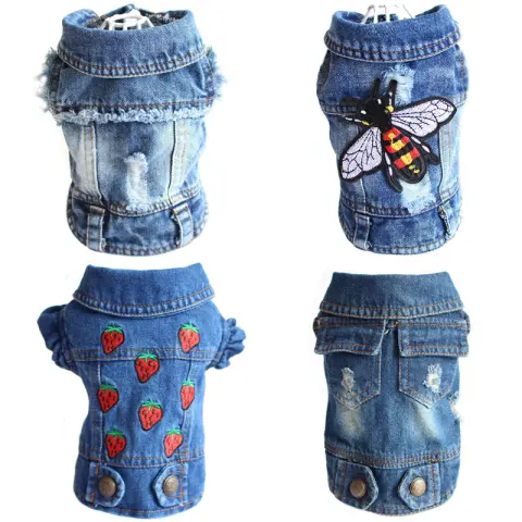 Designer Dog Clothes Small Dog Denim Jacket Coat Cat