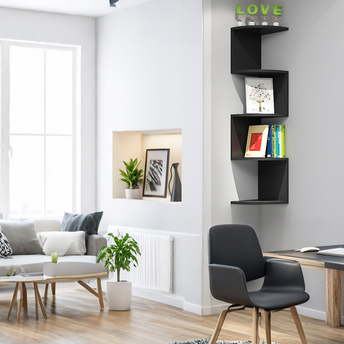 5 Tier Floating Corner Shelves Wooden Storage Display Shelf Units Wall Mount UK — image 12