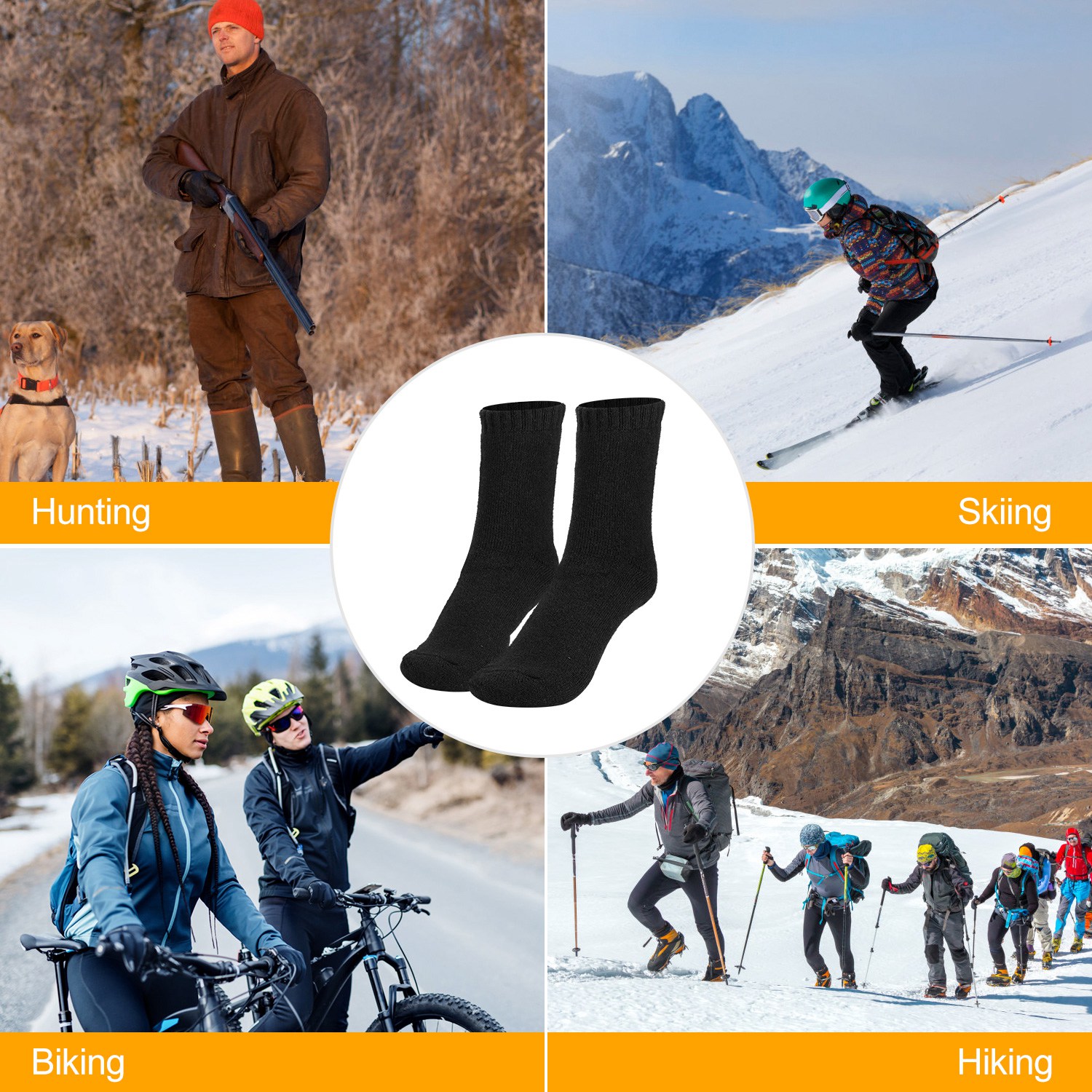 3 Color Options -- 3 Pairs Men Warm Wool Socks Soft Cozy Winter Thermal Socks For Men Thick Heat-Trapping Moisture Wicking Socks Indoor Outdoor — foto 5
