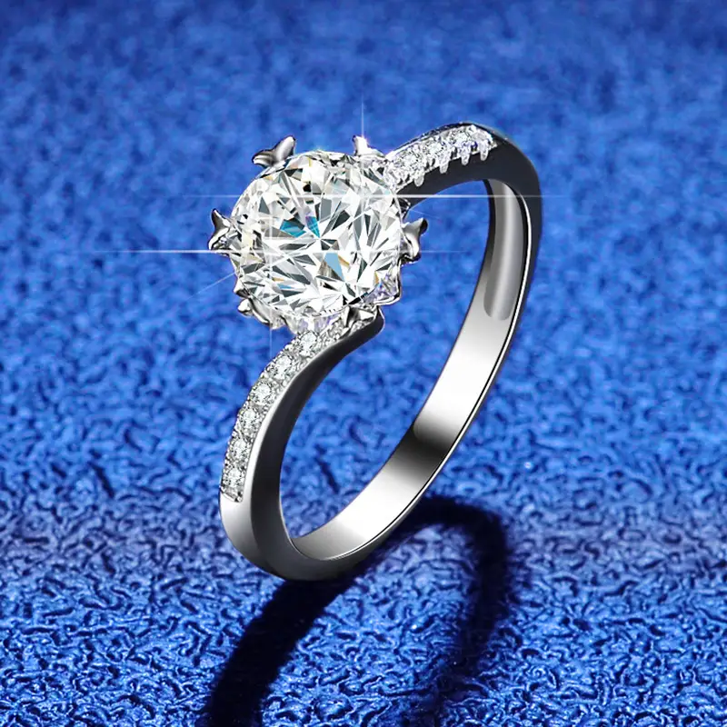 S925 Sterling Silver 1 Carat D Color Moissanite Diamond Ring