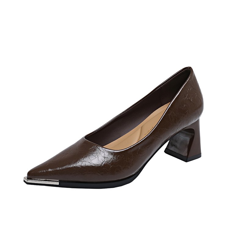 Pointed Toe Block Heel Pumps