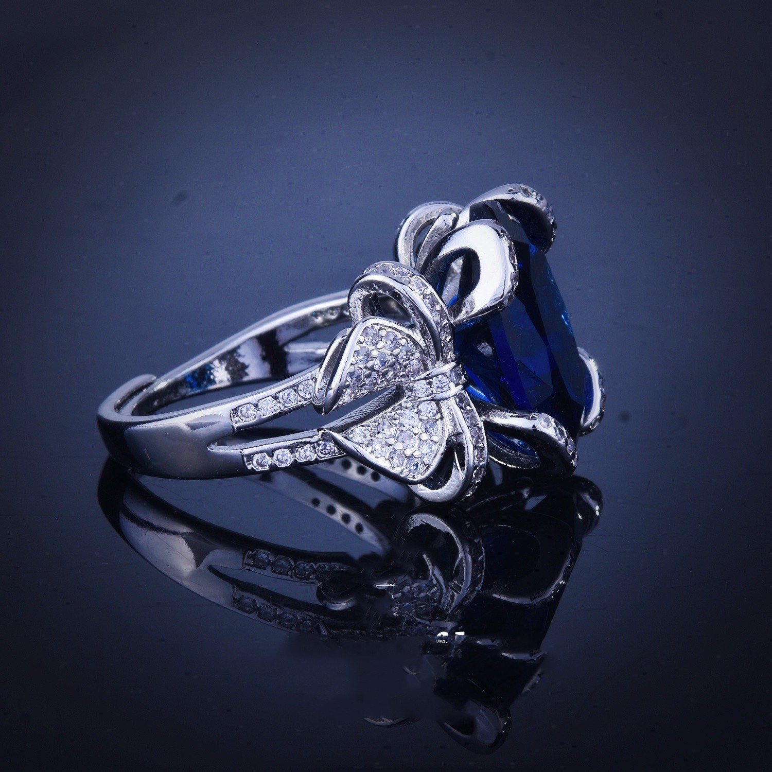 Bow Design Royal Sapphire Ring