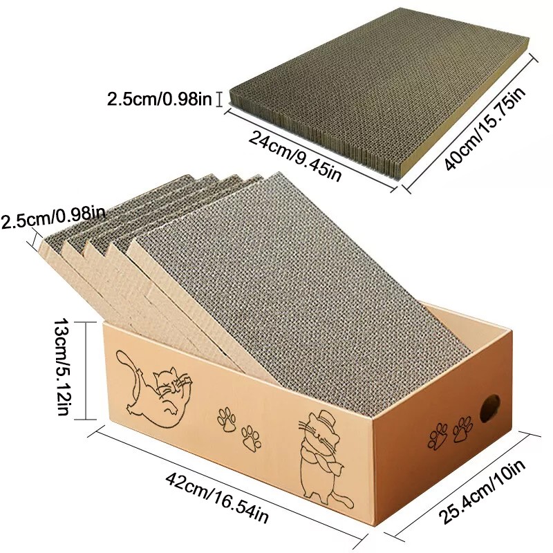 5X Cat Box Scratcher Scratching Board Heavy Duty Corrugated Cardboard Kitten UK — image 9
