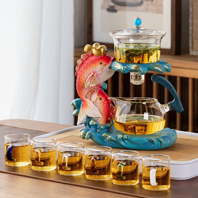 Home Living Room Induction Teapot Glass Automatic Tea Set