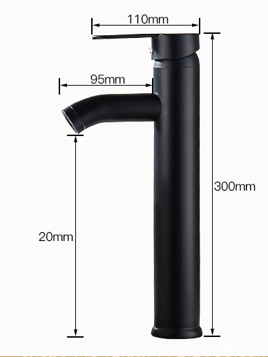 Title 4, Black heightened hot and cold mixing basin faucet