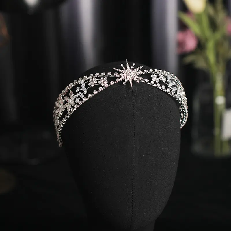Bridal Crown Headdress Rhinestone Zircon Headband Light