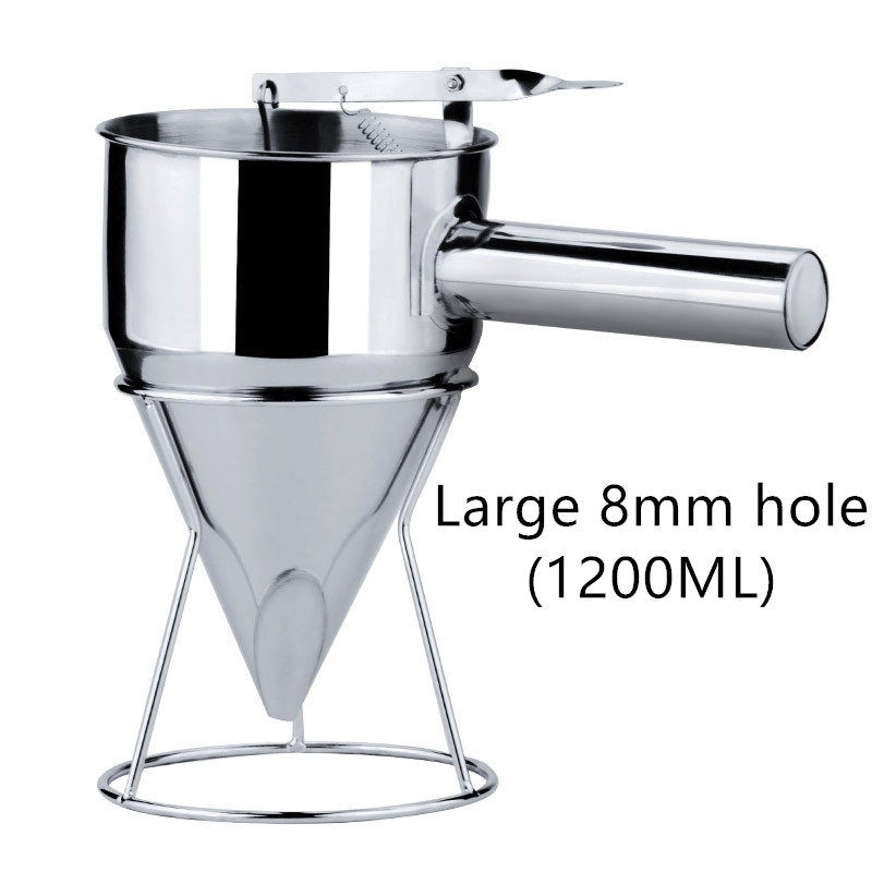 Cone Funnel Stainless Steel With Shelf For Chocolate Sauce Silver Large 8Mm Hole 1200Ml - Shop at LoveMi
