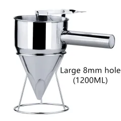 Cone Funnel Stainless Steel With Shelf For Chocolate Sauce - Silver Large 8Mm Hole 1200Ml - View 1