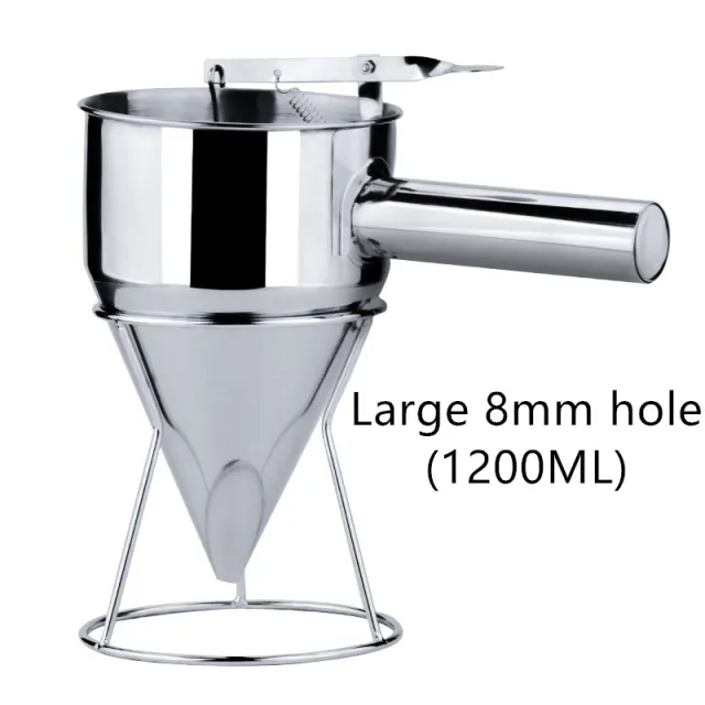 Cone Funnel Stainless Steel With Shelf For Chocolate Sauce Silver Large 8Mm Hole 1200Ml - Shop at LoveMi