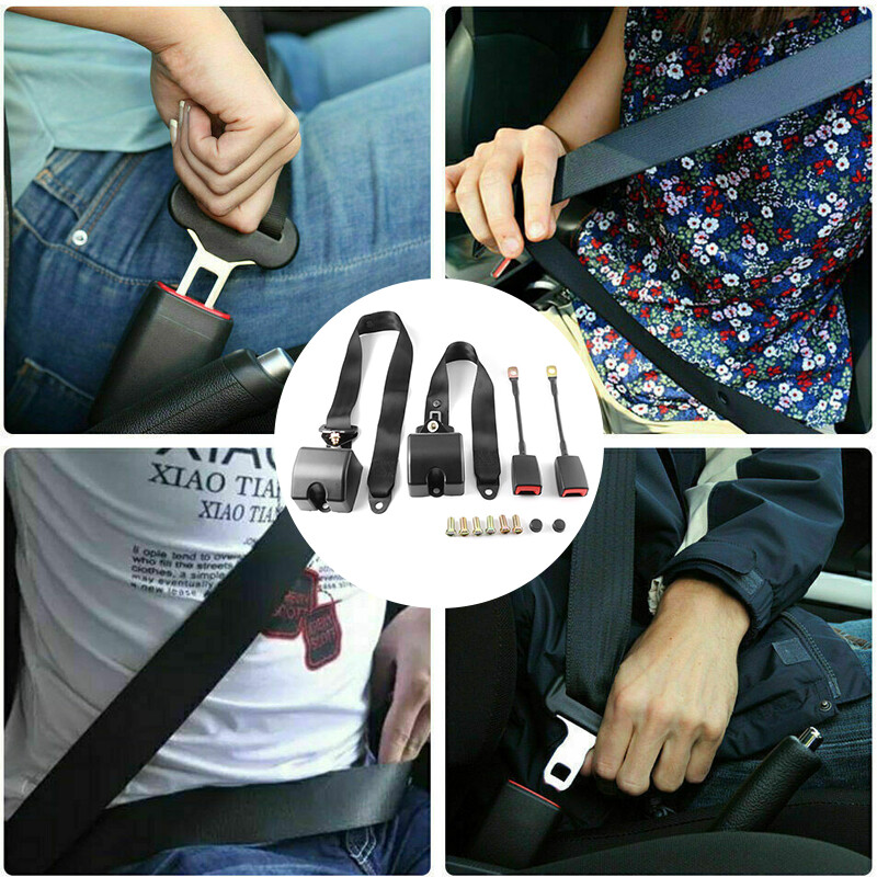 3 Point Inertia Seat Belt Kit Car Truck Adjustable Seat Belt Universal 2 SET