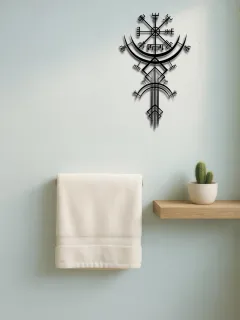 Viking Metal Wall Art,Norse Rune Wall Decor,Medieval Mythology Iron Hanging - Look At The Picture - View 1