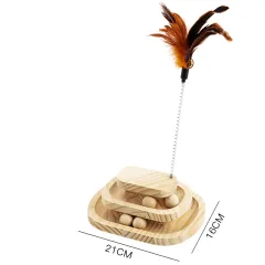Cat Toys From Solid Wood Cat Turntable Bite-resistant Funny Cat Stick Cat Supplies - K - View 1