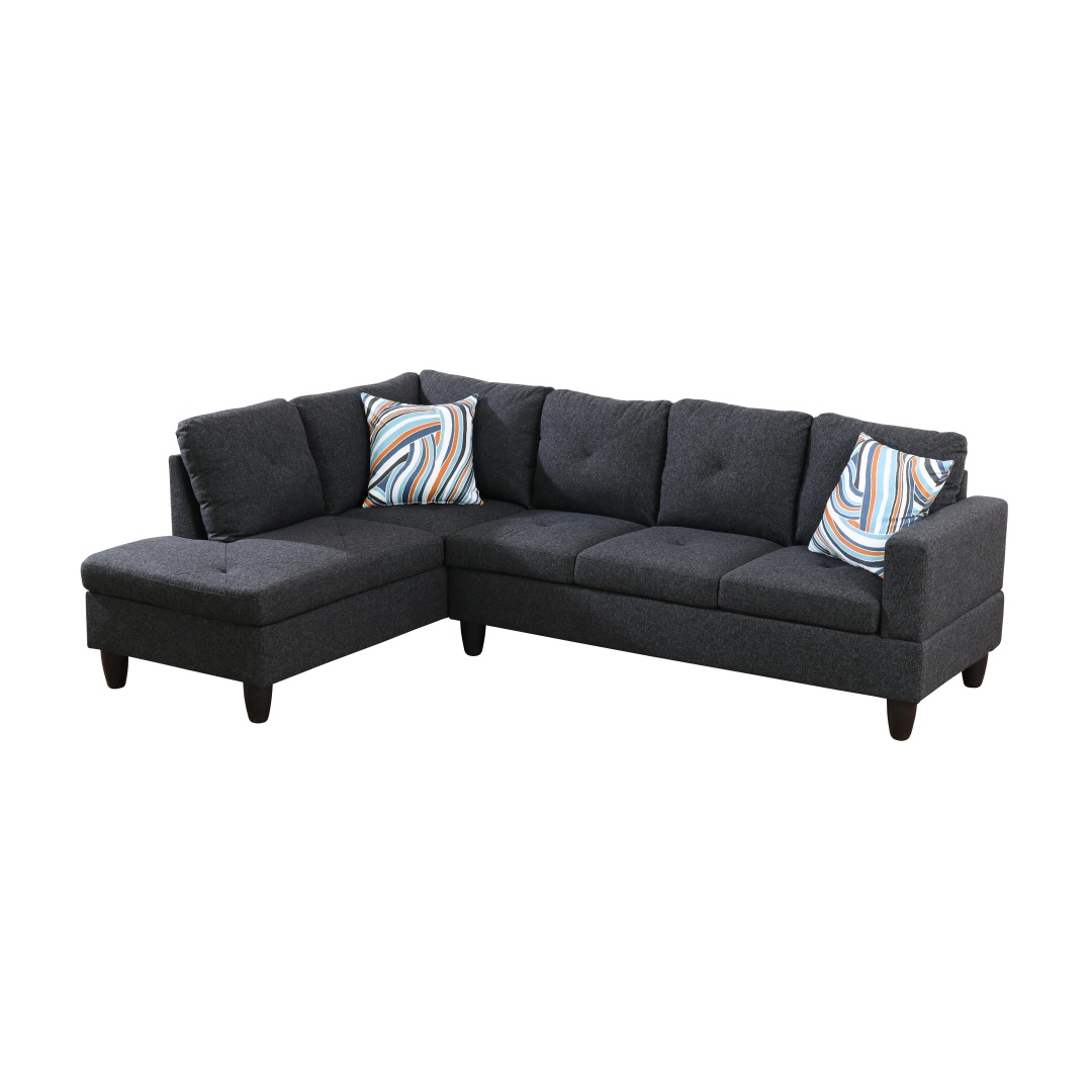 Pickup Only--Black Grey Linen Living Room Sofa Set