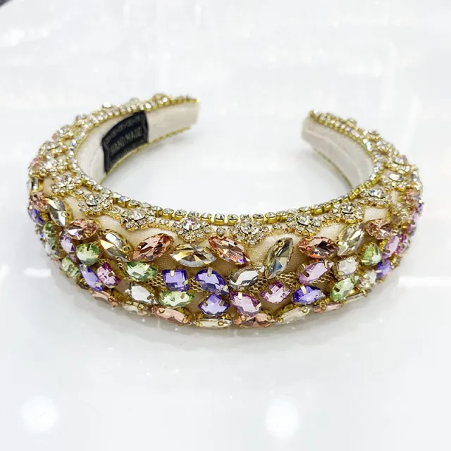 Women's Rhinestone Wide Side Catwalk Trendy Hair Band Photo Color - Shop at LoveMi