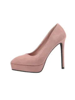 Sexy Pointed High Heels Suede Nightclub Waterproof Platform - Khaki - View 1