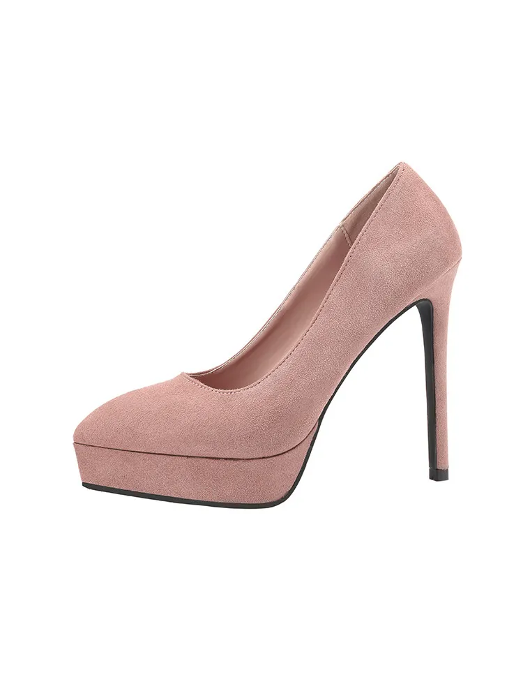 Sexy Pointed High Heels Suede Nightclub Waterproof Platform - Khaki