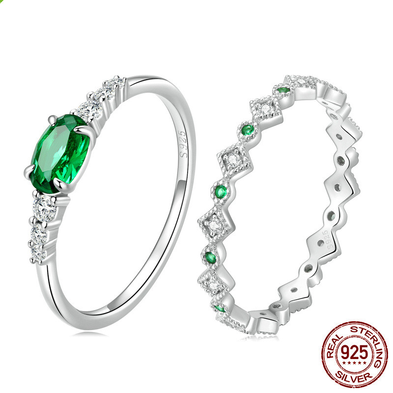Simple Zircon Geometric Ring 925 Silver