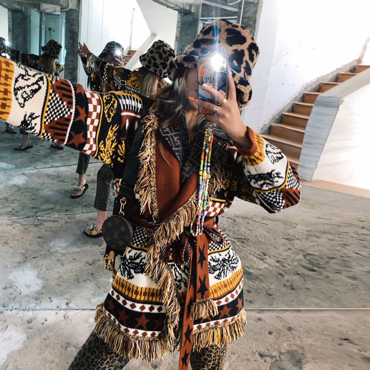 Vintage Wool And Cashmere Fringed Sweater Coat