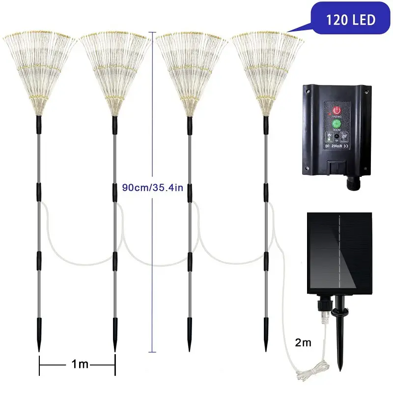 Solar Fireworks Lamp Drag A Waterproof Lawn Floor Outlet
