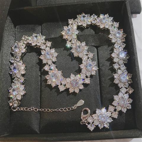 S925 Silver Girlfriends High-quality Full Diamond Zircon Flower Necklace