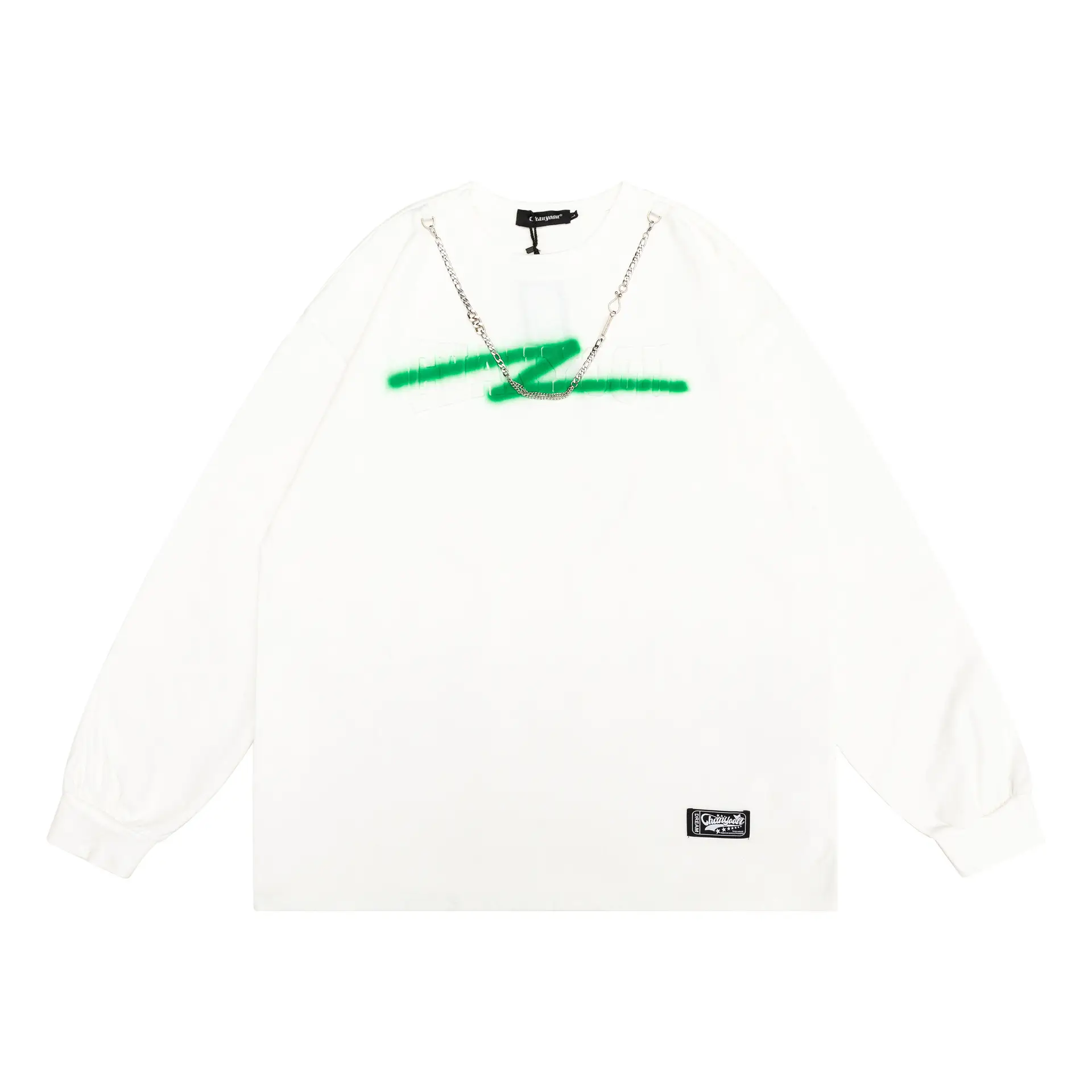 Men's Embossed Necklace Long Sleeve Round Neck Pullover Sweatshirt