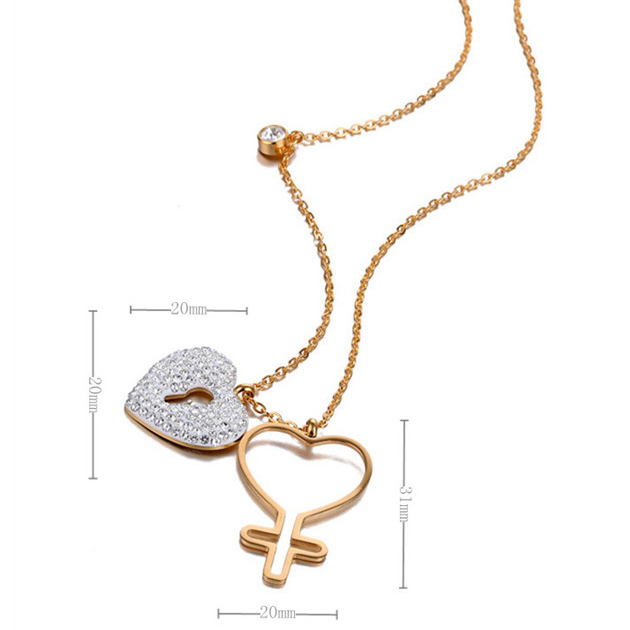 European And American Diamond Heart Pendant Sweater Chain