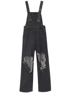 High Waisted And Slim Fried Street Pants - Denim Strap Pants - View 1
