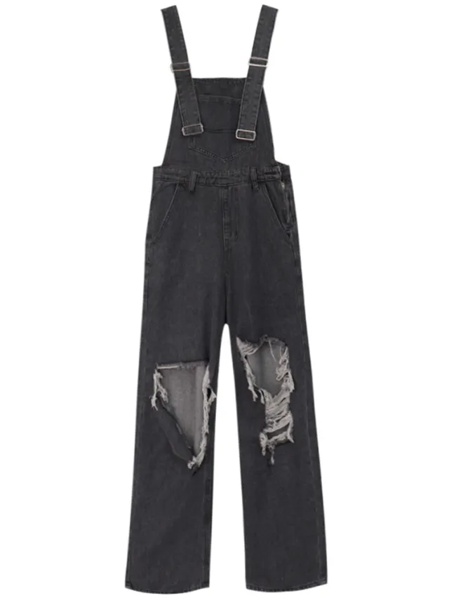 High Waisted And Slim Fried Street Pants Denim Strap Pants - Shop at LoveMi