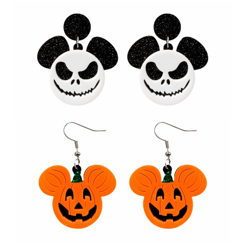 Pumpkin Ghost Ghost Head Bat Earrings Female