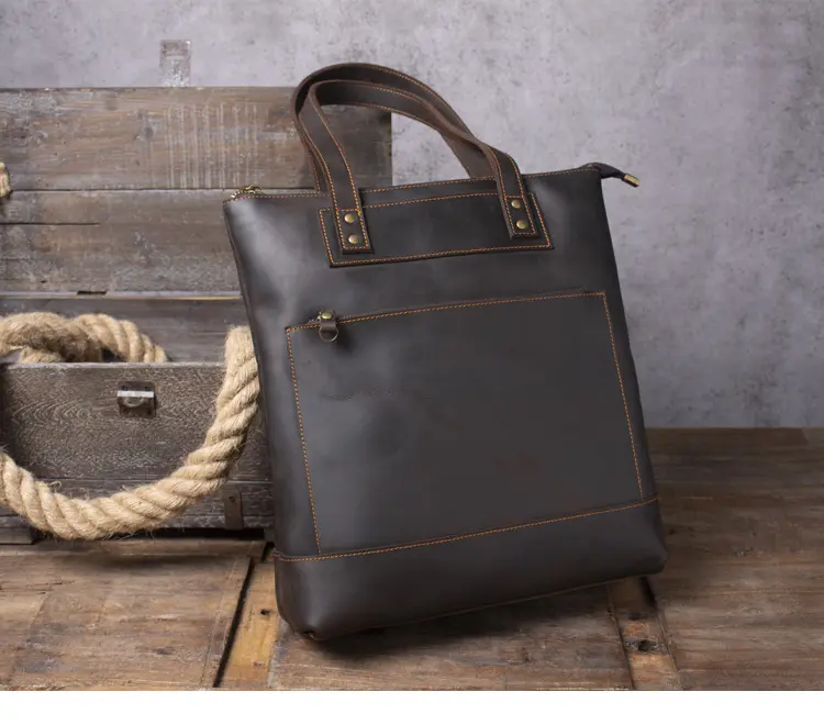 New Simple Retro First Layer Cowhide Handbag