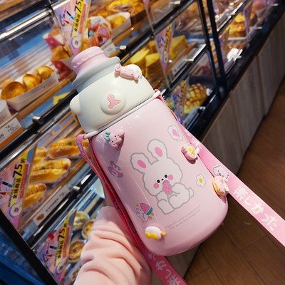 Women's Water Cup Thermos With Straw To Hug Bear Large Capacity And High Value