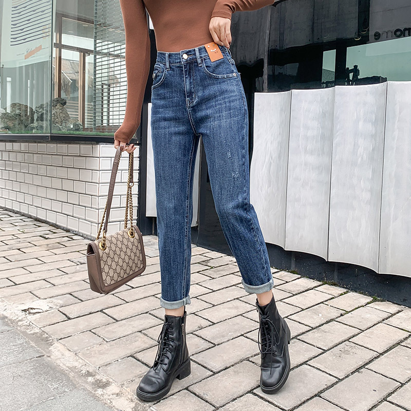 Women's Slim Blue Grey Plus Size Loose Jeans Grey - Shop at LoveMi